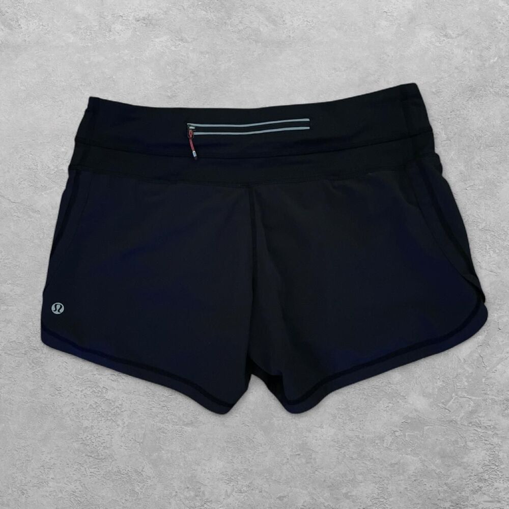 Lululemon Women's Lined Running Shorts Black Medium Zip Pocket